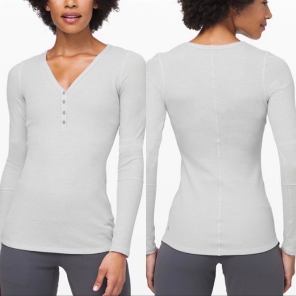 Lululemon Closed Call Henley Womens Thermal Waffle Knit Top Shirt Size XS EUC - Picture 3 of 15